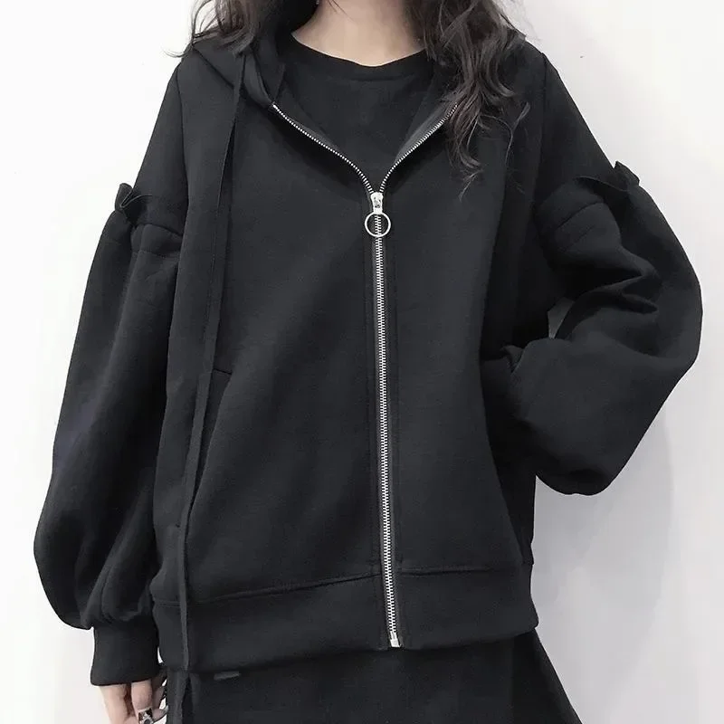 Korean Fashion Loose Women's Zip Up Hoodie Coat 2025 Autumn New Harajuku Hoodies Women Sweatshirt Streetwear Y2k Clothes
