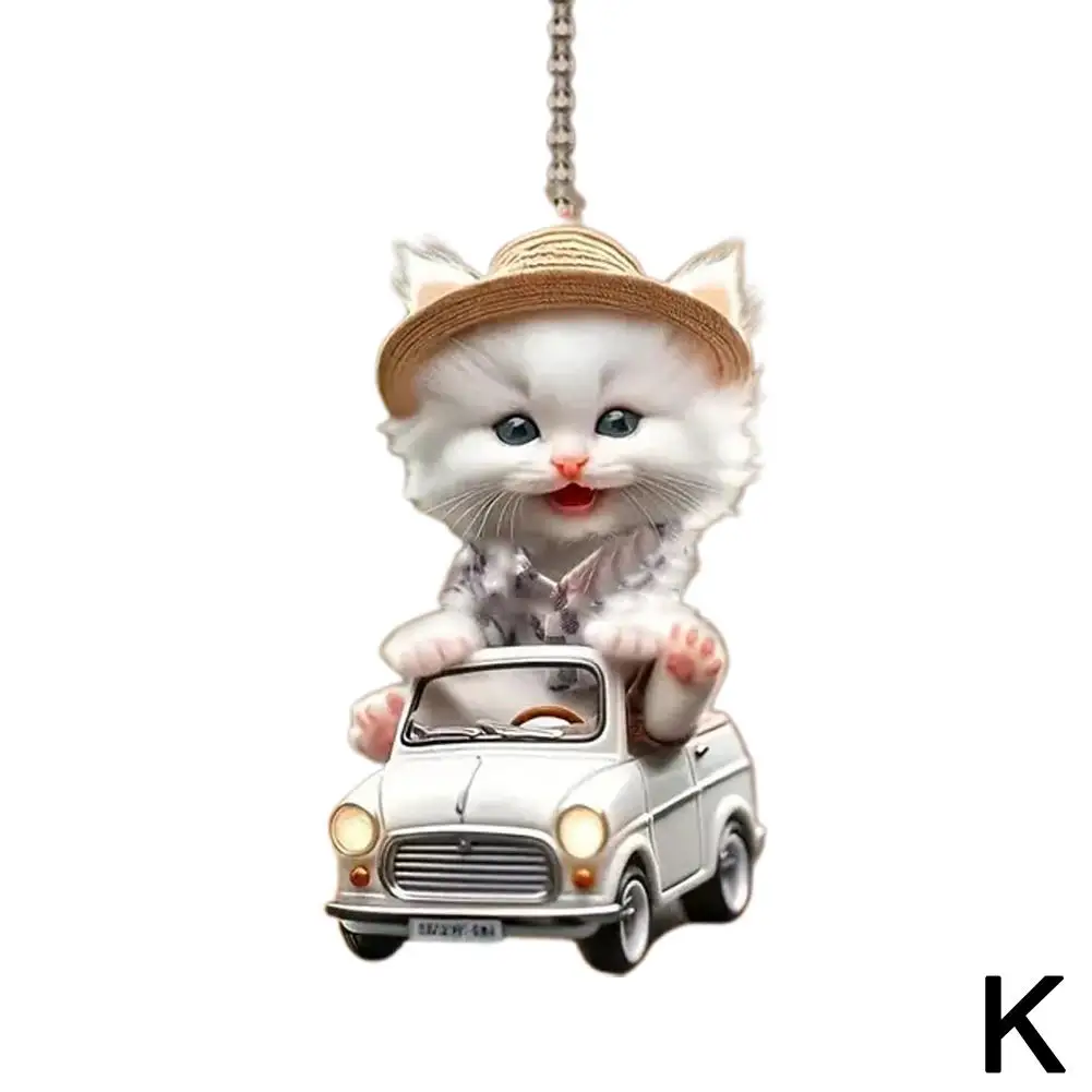 1Pcs Cat Acrylic Ornaments Rearview Mirror Decorative Ornament Car Animal Hanging Decoration Interior Creative Realistic Pe K1S6 image 5