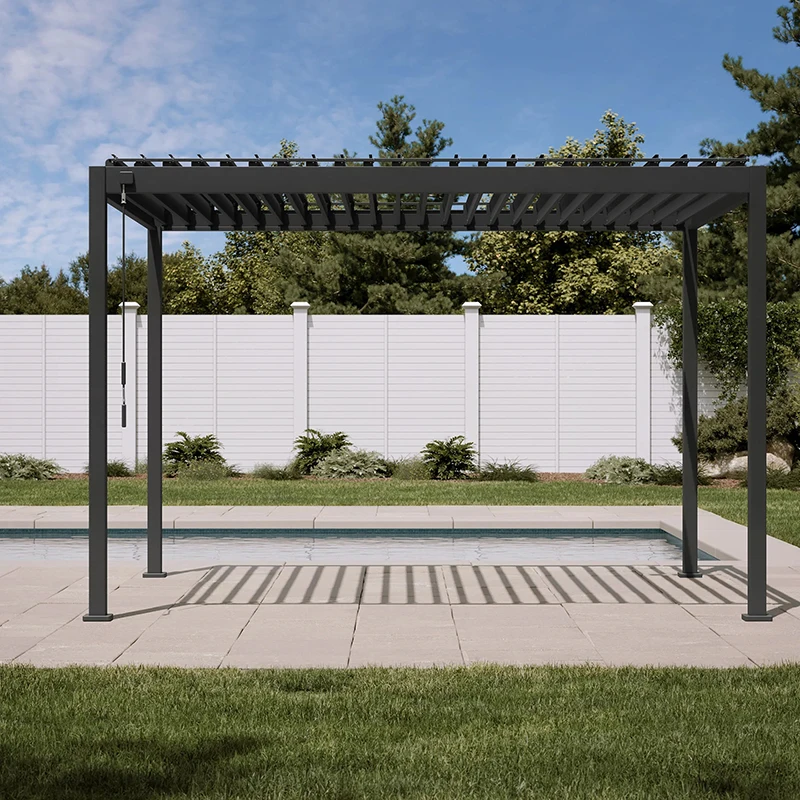 Luxury Motorized Bioclimatic Aluminum Louvered Pergola Roof Outdoor Patio Garden Gazebo with Adjustable Slats System