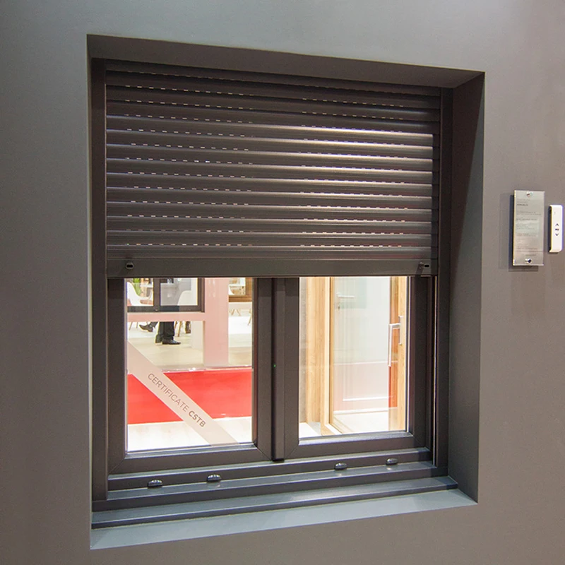 AS2047 TOMA roller shutter price aluminum glass sliding window with Electric roller shutter windows hurricane shutters