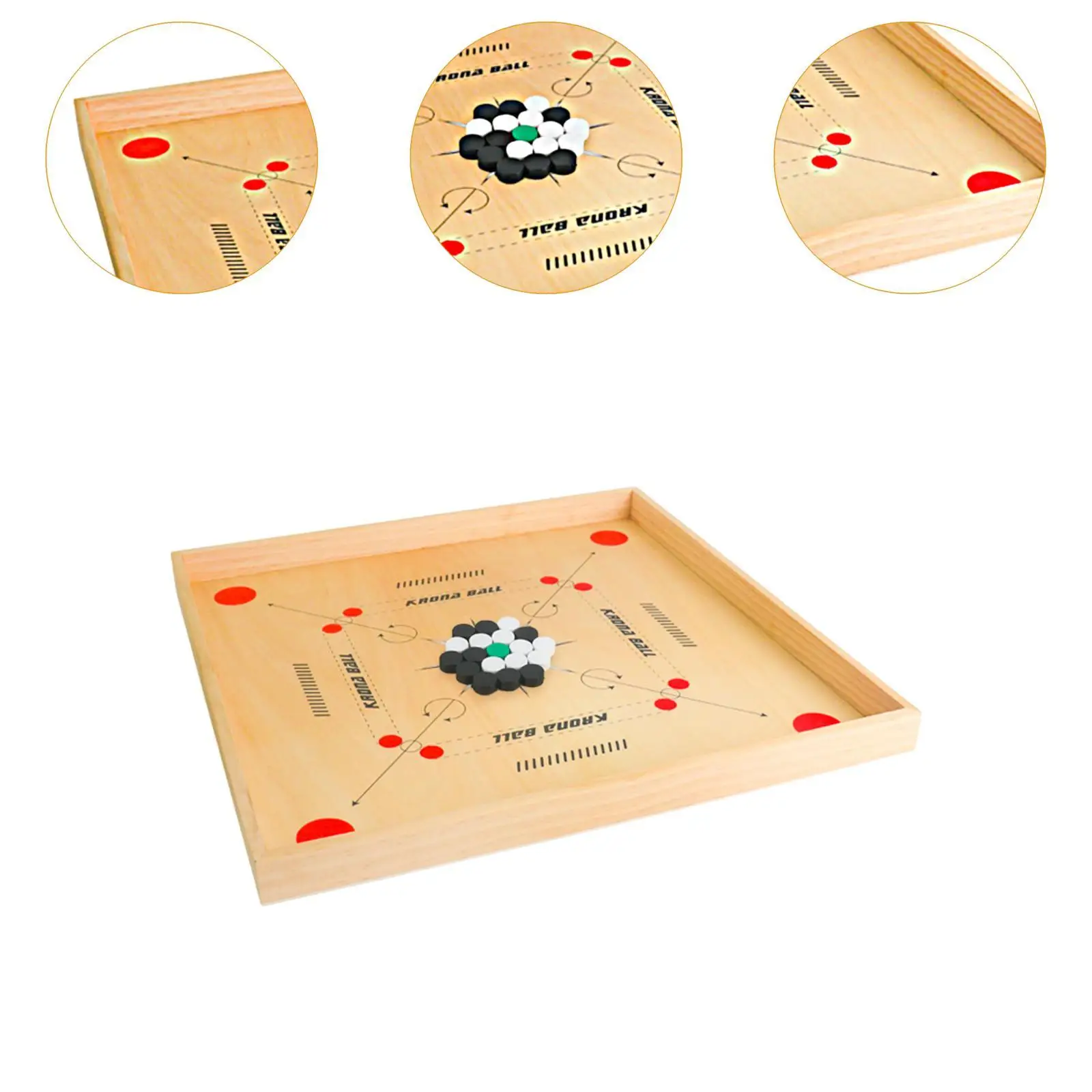 مجموعة لوحة كاروم مقاس 18 × 18 بوصة لعبة تفاعلية عائلية بحواف من الخشب الصلب لعبة لوحية لجميع اللاعبين والعائلات والأطفال المبتدئين