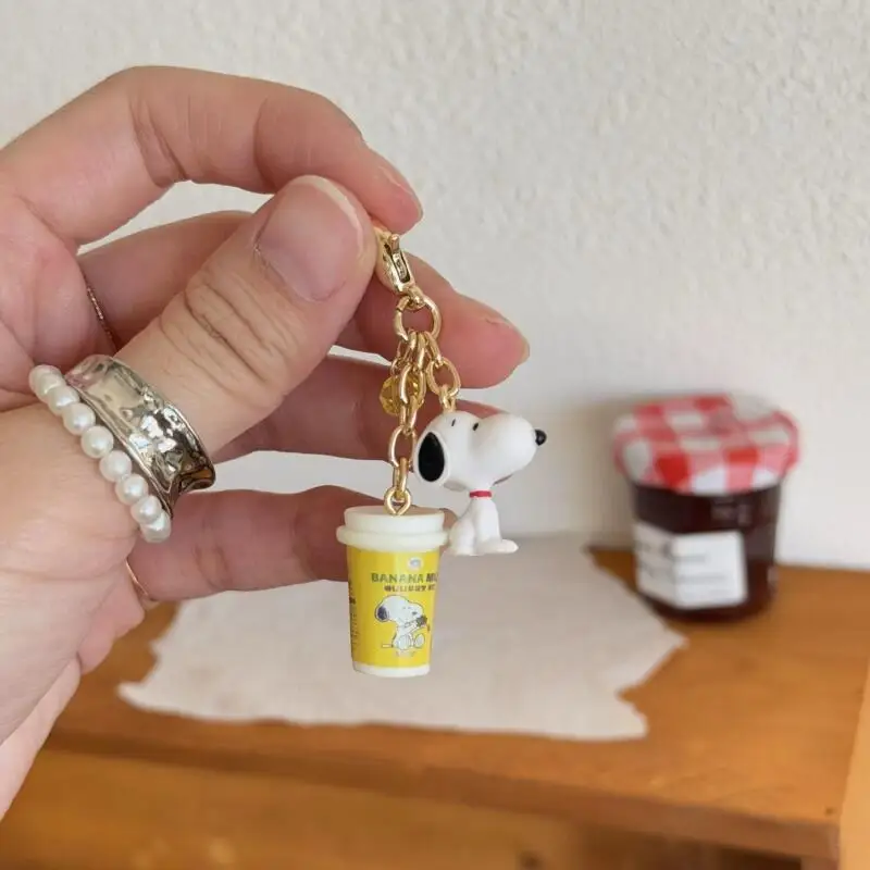 New Snoopy Pendant Kawaii Cartoon Puppy Cup Zipper Buckle Girl Handbook Cute Decoration Phone Chain Friend Gift
