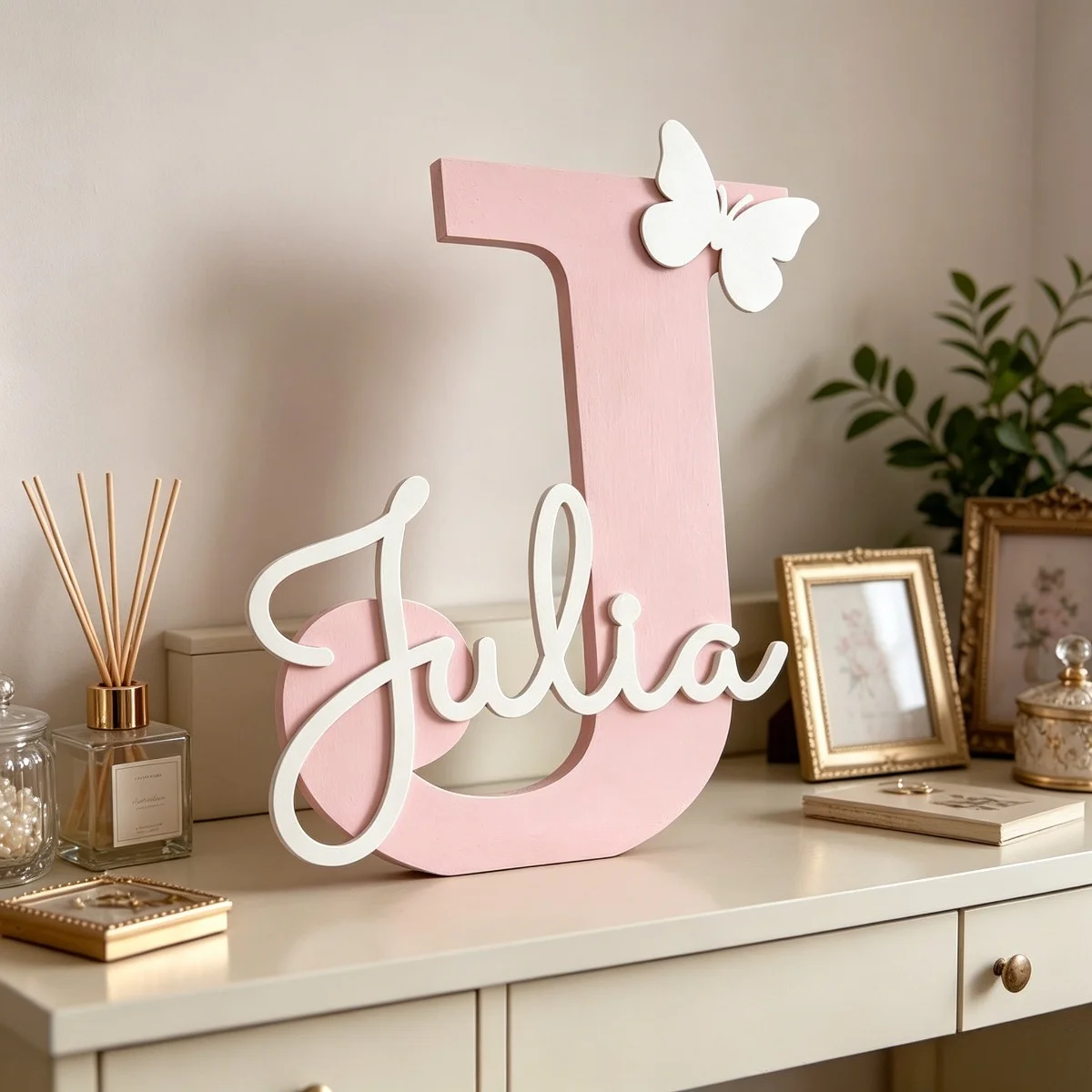 Baby Nursery Name Letters - Plakat Nama Kayu dengan Huruf Awal