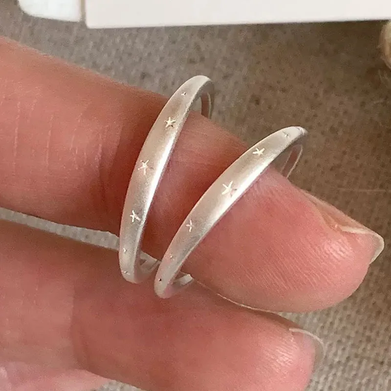 925 Sterling Silver Rings for Women Couple Minimalist Narrow Sparckling Star Jewelry Birthday Gift Prevent Allergy - view 2