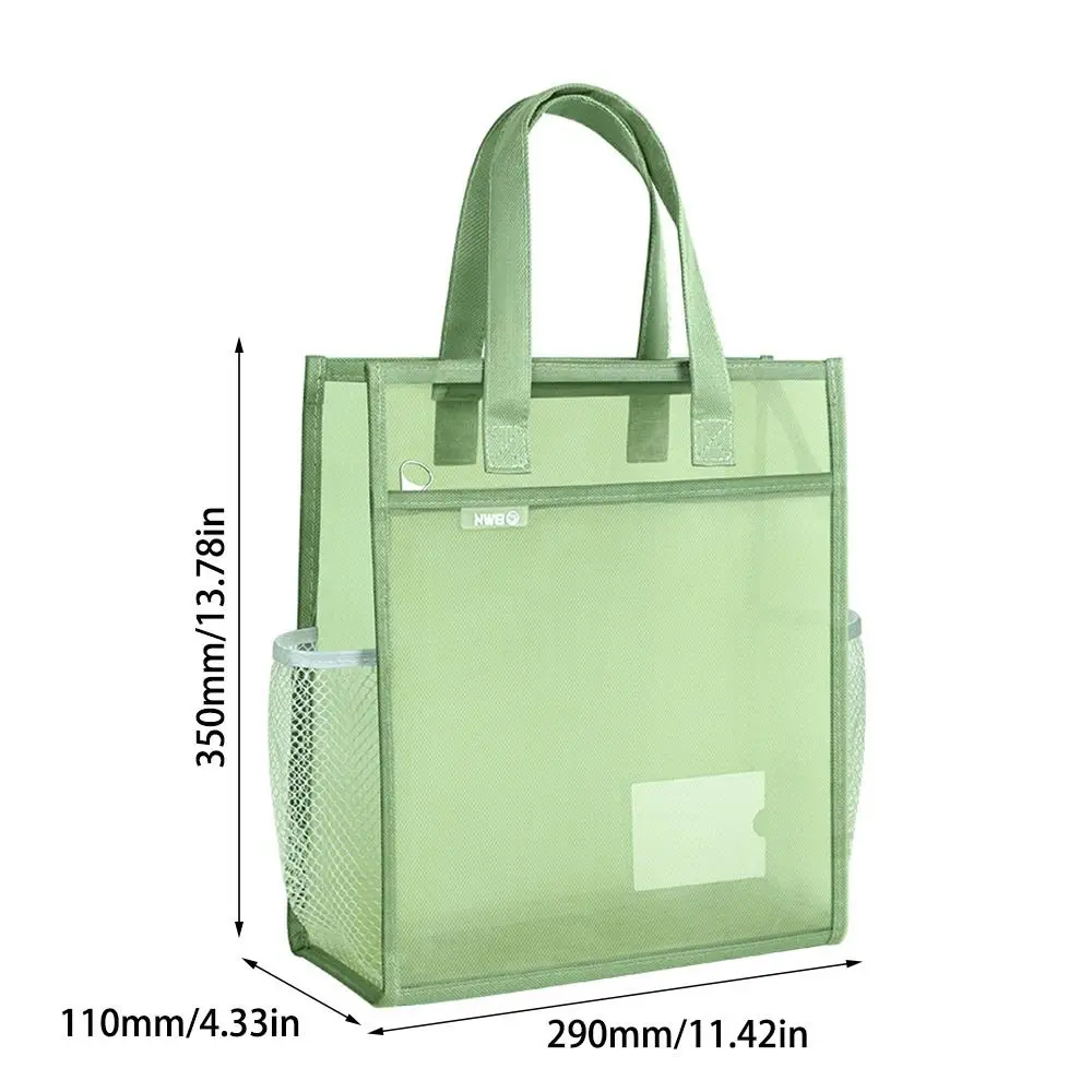 Large Capacity Mesh Hand-held File Bag Office School Supplies Multifunctional Zippered Document Bags Portable Thickened