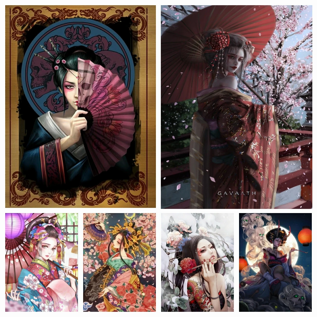 

Geisha 5D DIY Diamond Painting Full Diamond Mosaic Japanese Kimono Woman Art Embroidery Picture Cross Stitch Home Decor