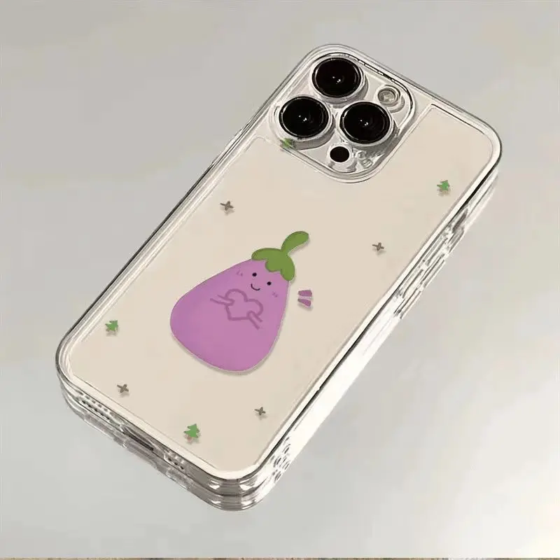 Purple Eggplant Phone Case For iPhone 16 15 14 13 12 11 Pro XS MAX 7 XR 8 7 Plus Clear Cover Fundas