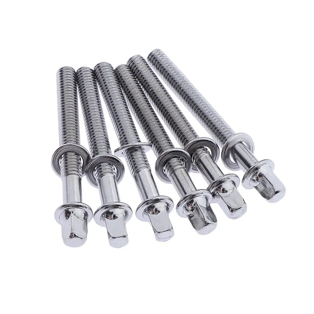 6 Pcs 5mm Drum Screws Stainless Steel Drum Tensioning Rods Tensioning Screws Drum Screw for Snare Drum, Drum Parts Accessories