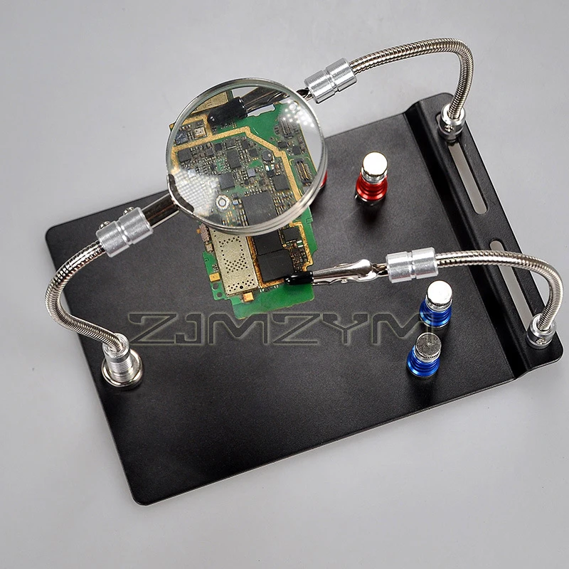 Imagem -03 - Placa Pcb Magnética Clipe Fixo Braços de Metal Flexíveis Ajudando as Mãos Estação Oficina de Soldagem Magnifier Desktop Solda