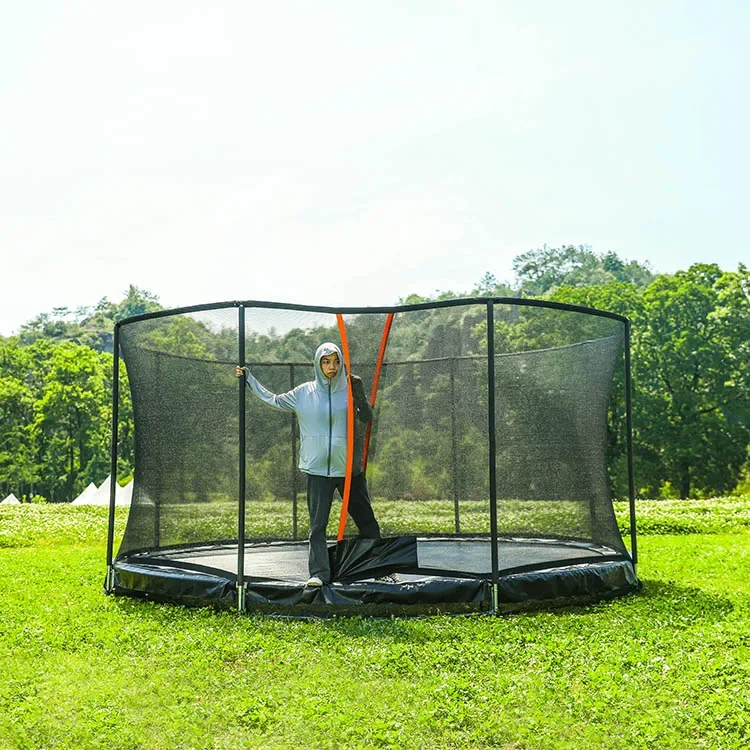 Zoshine 14FT Unisex Self-Closing Safety Net Foldable Trampoline for Home Use for Kids Adults Outdoor Backyard Playing Plastic