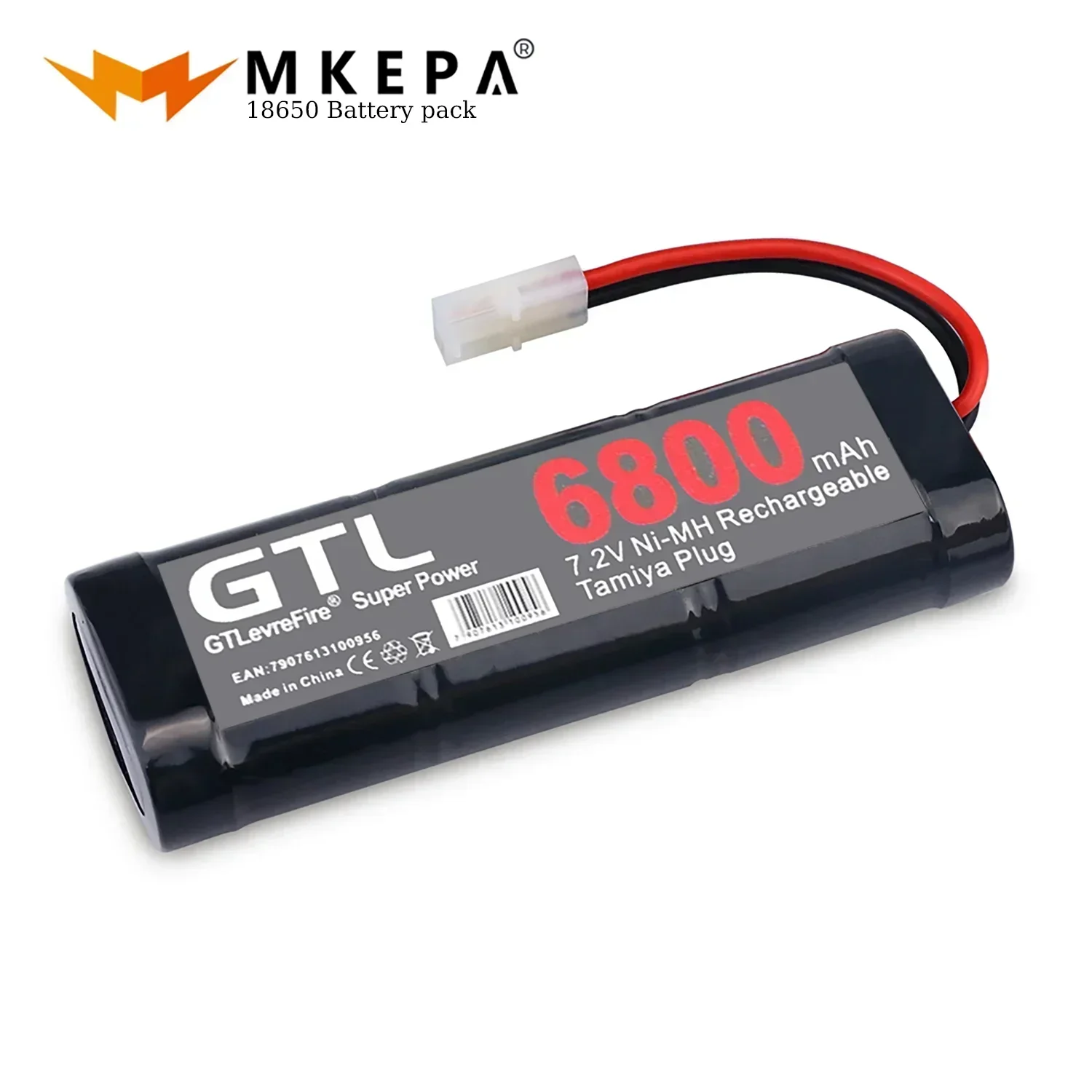 Mkepa NiMH Substituição de Bateria 7.2V, 6800mAh Tamiya, Conector de Descarga RC Toys, Carros de Corrida, Barco, Aeronave