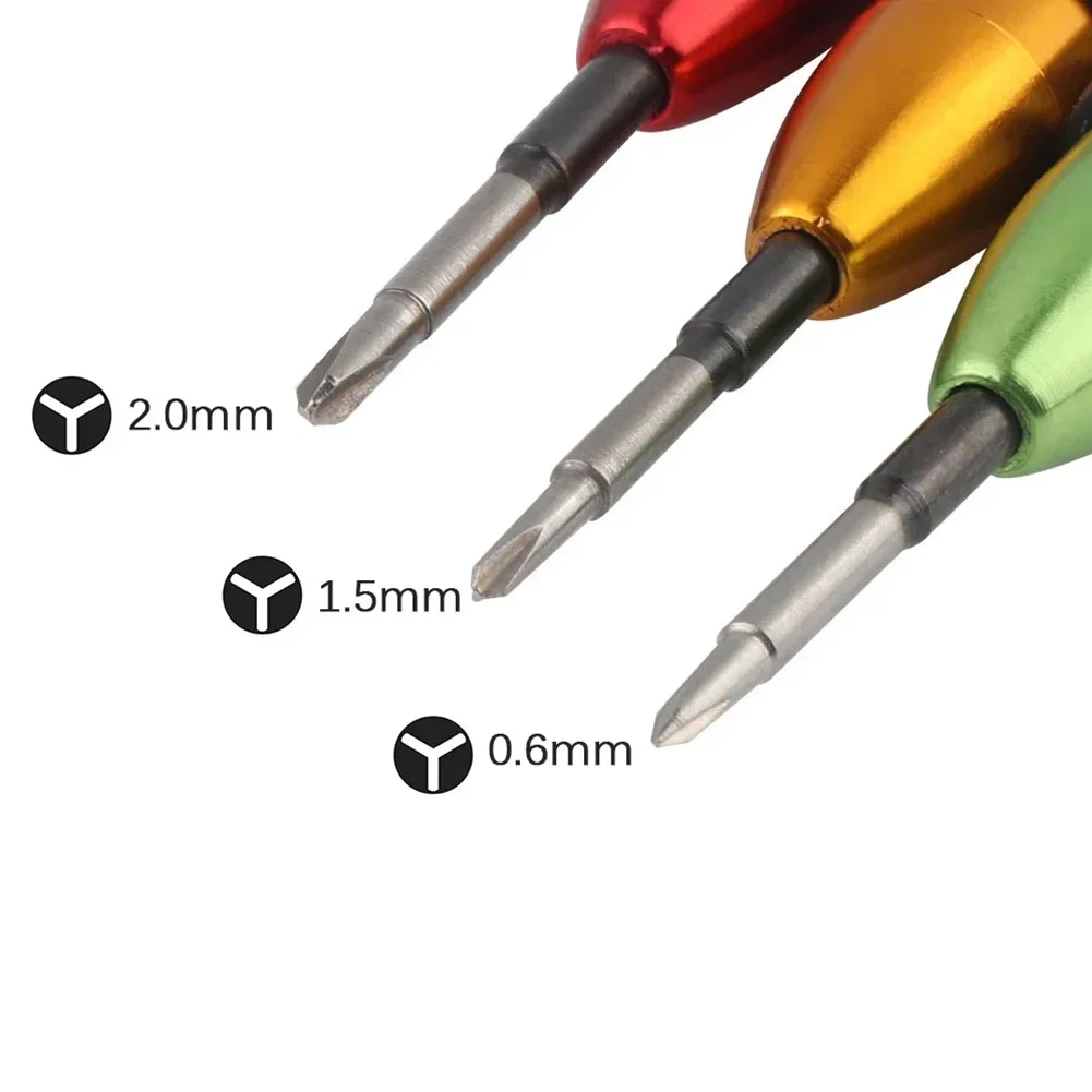 

Phone Repair Screwdriver Kit Multifunktion Tool Y0.6/Y1.5/Y2.0 120mm 3 Pcs Aluminum Alloy Durable Easy Operation