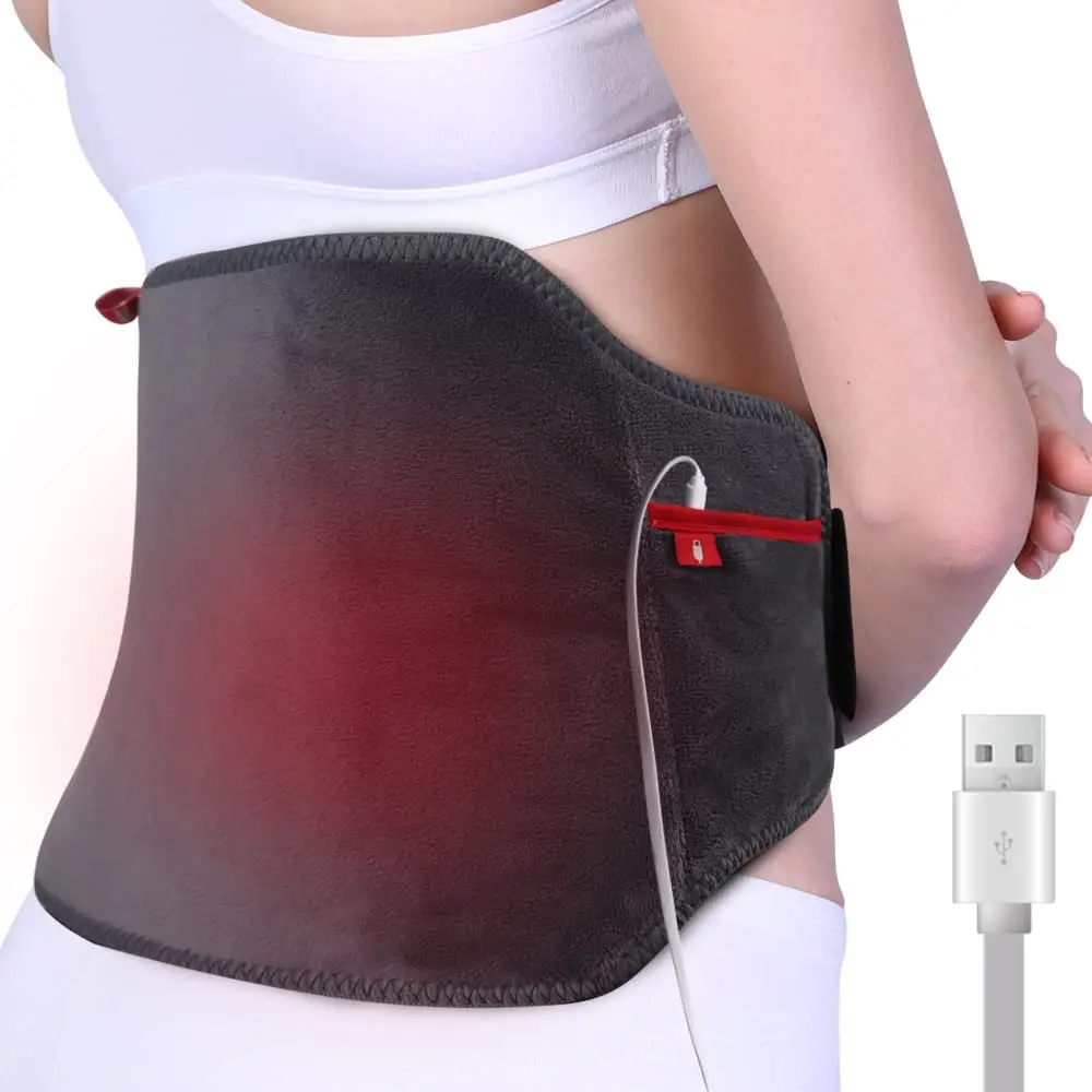 USB Portable Back Heating Pad for Back Pain Relief Warm Therapy Heated Belly Wrap for Lumbar Abdomen Cramps Lower Back Pain