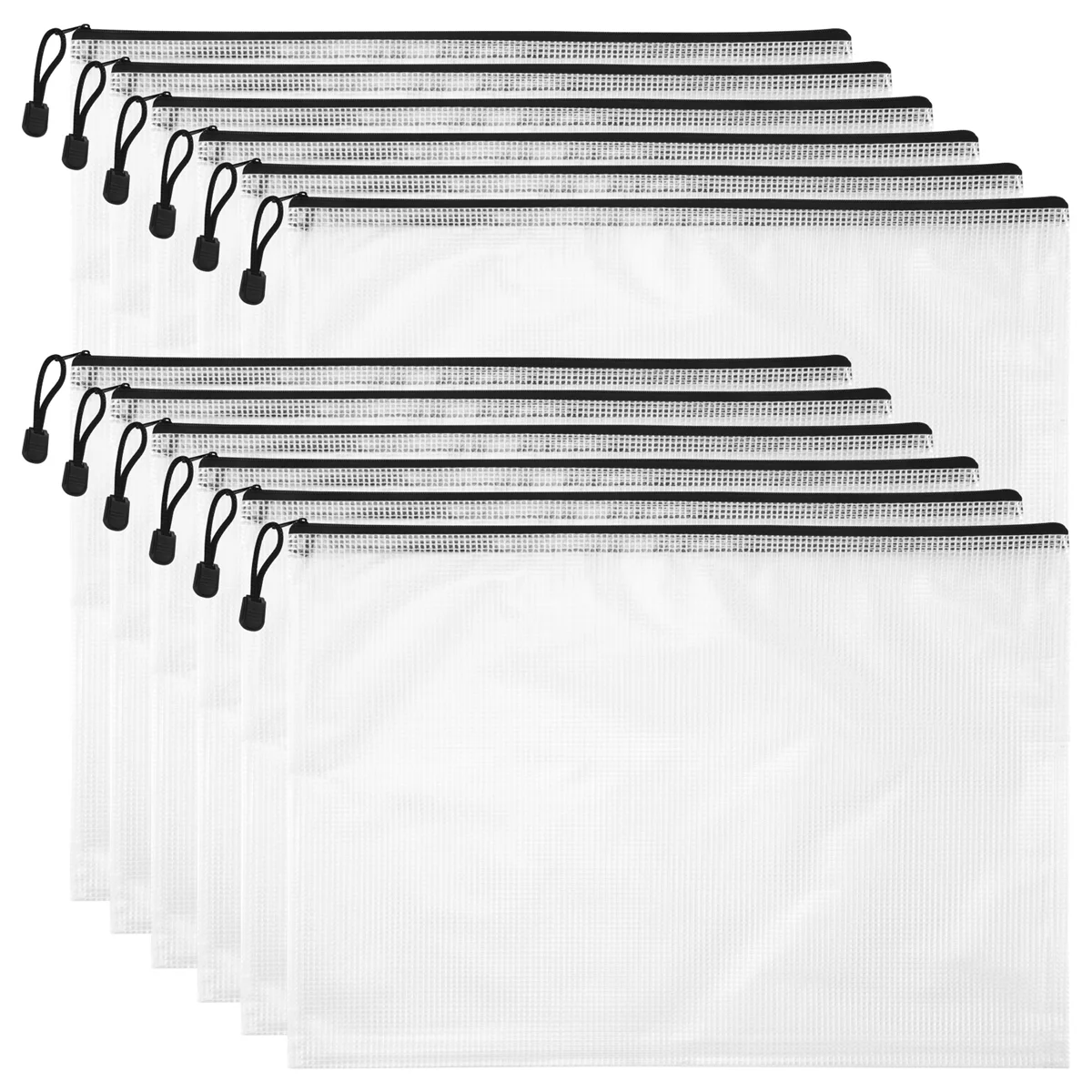 

12PCS A3 Folder, Information Zipper Bag Plastic Wallet Mesh File Bag Zipper Bag Zipper Wallet
