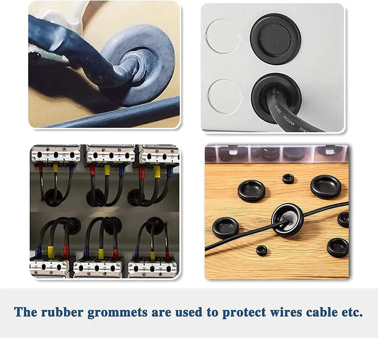 Rubber Grommet Assortment Kit Ring Gasket Firewal Hole Plug Set for Wire Electrical Appliance Plumbing 170Pieces