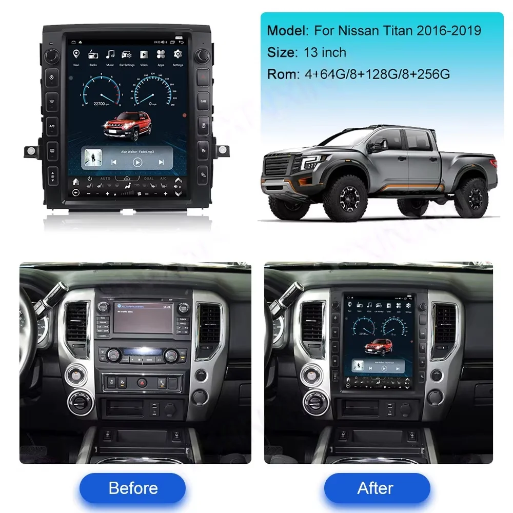 13 Inch Android 13 Car Radio For Nissan Titan 2016-2019 Wireless Carplay Auto Stereo GPS Navigation Multimedia Player Head Unit
