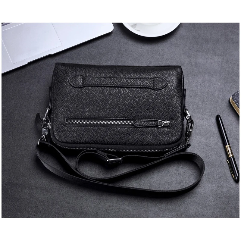 Wmnuo-Bolso de hombro de marca para hombre, bandolera de piel de vaca auténtica coreana, bolso de mano de diseñador