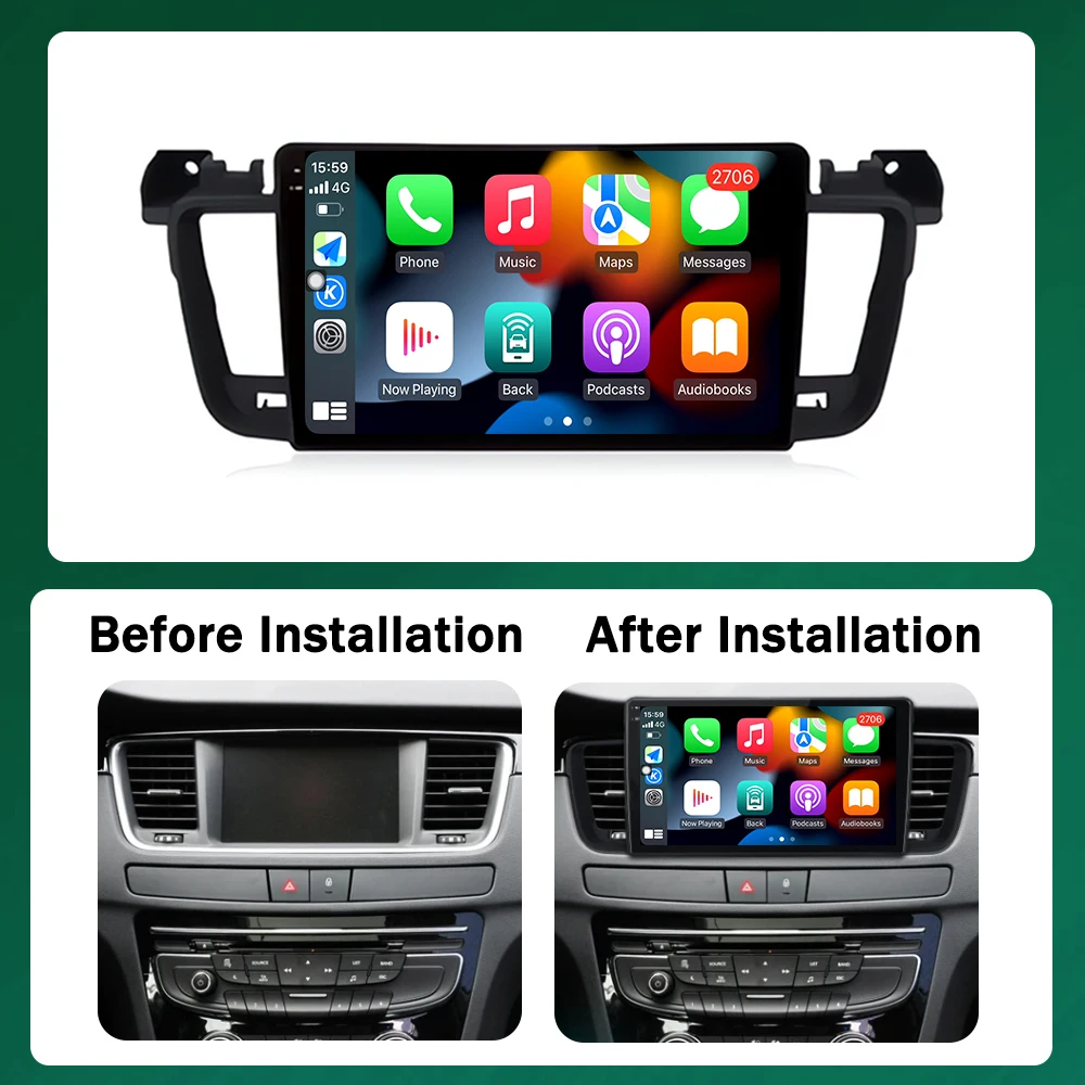 9 Inch Wireless CarPlay Android OS for Peugeot 508 508SW 2011 - 2018 Car Radio Multimedia Video Stereo Player GPS Navigation