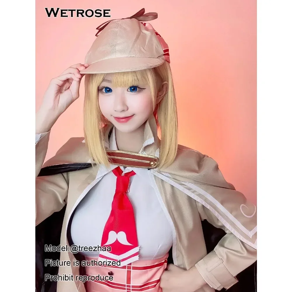 【Wetrose】In Stock Watson Amelia Ame Cosplay Costume Hololive EN Holo Vtubers Full Set Detective Uniform Outfit Cap Wig Halloween