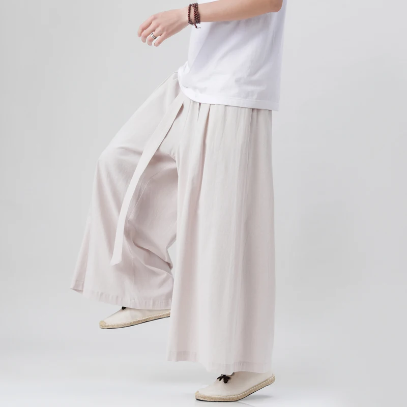 

Men's Summer Thin Wide Leg Pants Loose Casual Long Trousers Dra Cotton Linen Loose Fit Breathable Straight Leg Jeans