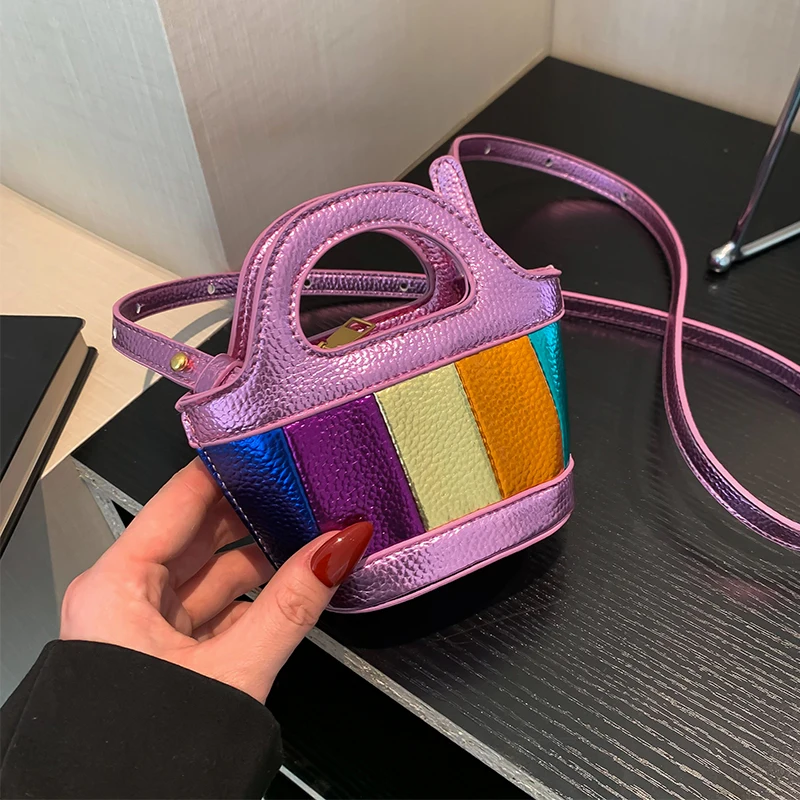 Colorful Women Sling Bag Mini Crossbody Bag Fashion Purse Lipstick Pouch PU Leather Shoulder Bag Brand Bolsos Mini Bucket Bag