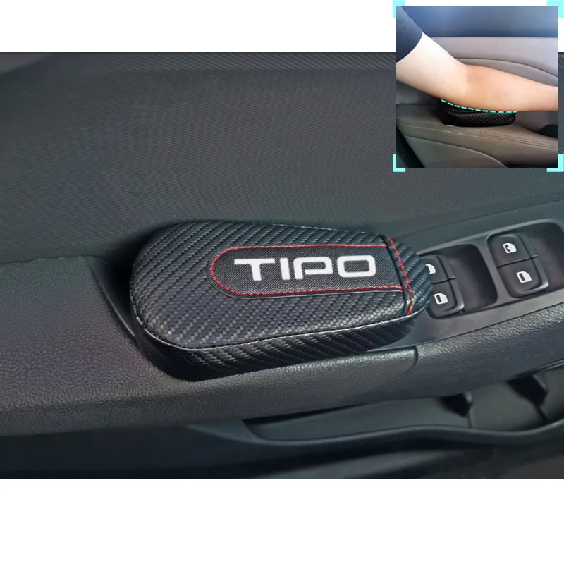 Na Fiat Tipo 1 szt. Włókno skórzane karbonowa, poduszka na nogi, nakładka na ramię samochodu akcesoria ochronne do samochodu