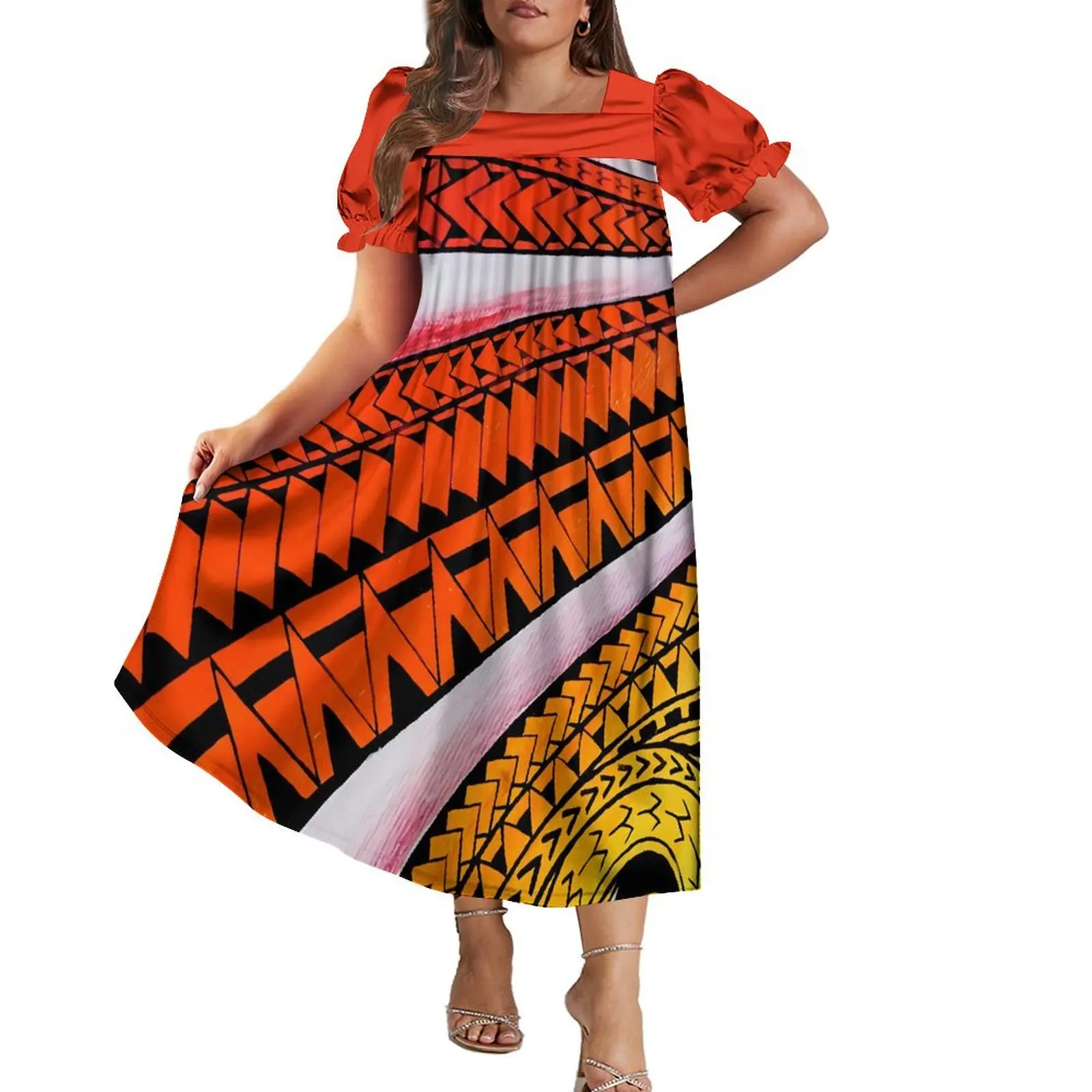 chinese dress ladies Haven Blue Leilani Hawaiian Muumuu Dress with Sleeves S / Blue