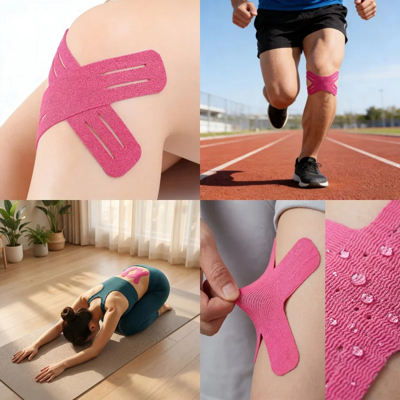 X-Shaped Precut Kinesiology Tape Suitable for Cycling, Running, Basketball, Football Etc. Sport Activities. Random 2pcs.