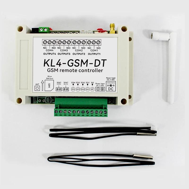 4 channel Relay Switch Module GSM Alarm SMS Controller KL4-GSM With Power Failure Alert Optional