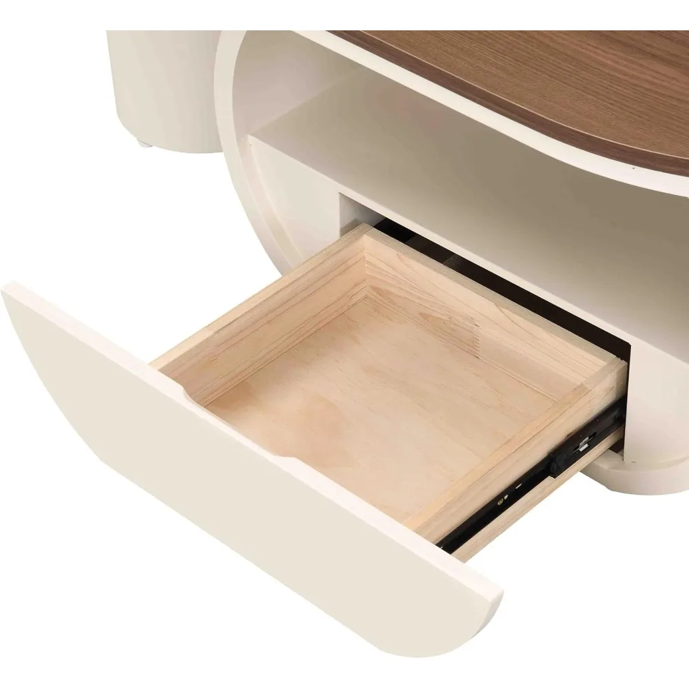 47.24'' Modern Coffee Table, Luxury Oval Coffee Table with Storage Drawer and Shelf, Metal Center Table for Living Room