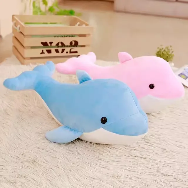 

Adorable Dolphin Plu Toy Children's Day Gift Small Doll Soft Cuddly Pillow for Girls Fabric Doll Reatic Stuffed Toy
