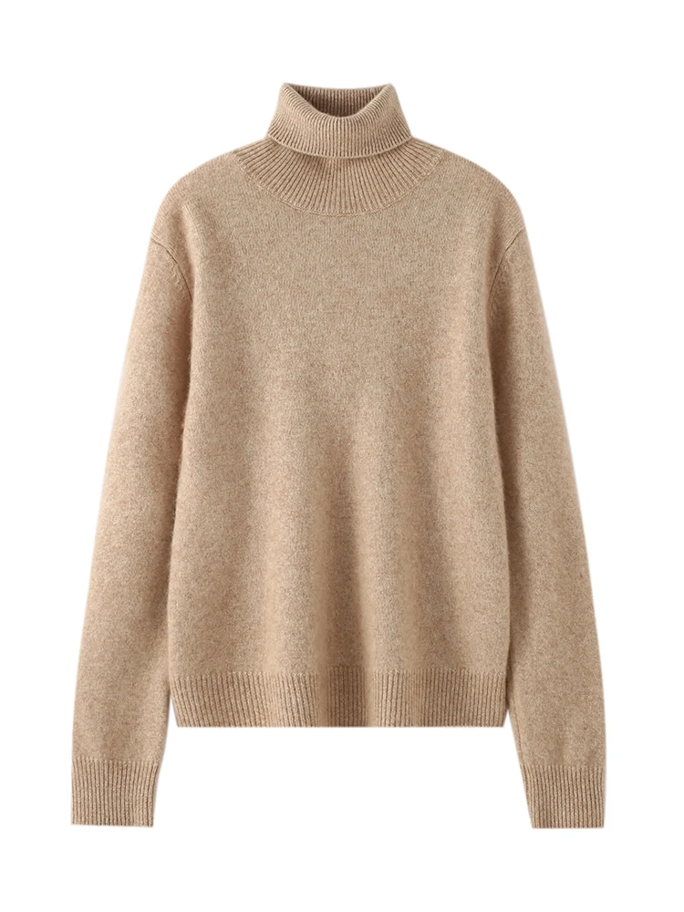 

Женский кашемировый свитер TLOML на осень-зиму, 100% кашемир, с высоким воротом, базовый, с длинным рукавом, мягкий, теплый, толстый, вязаный