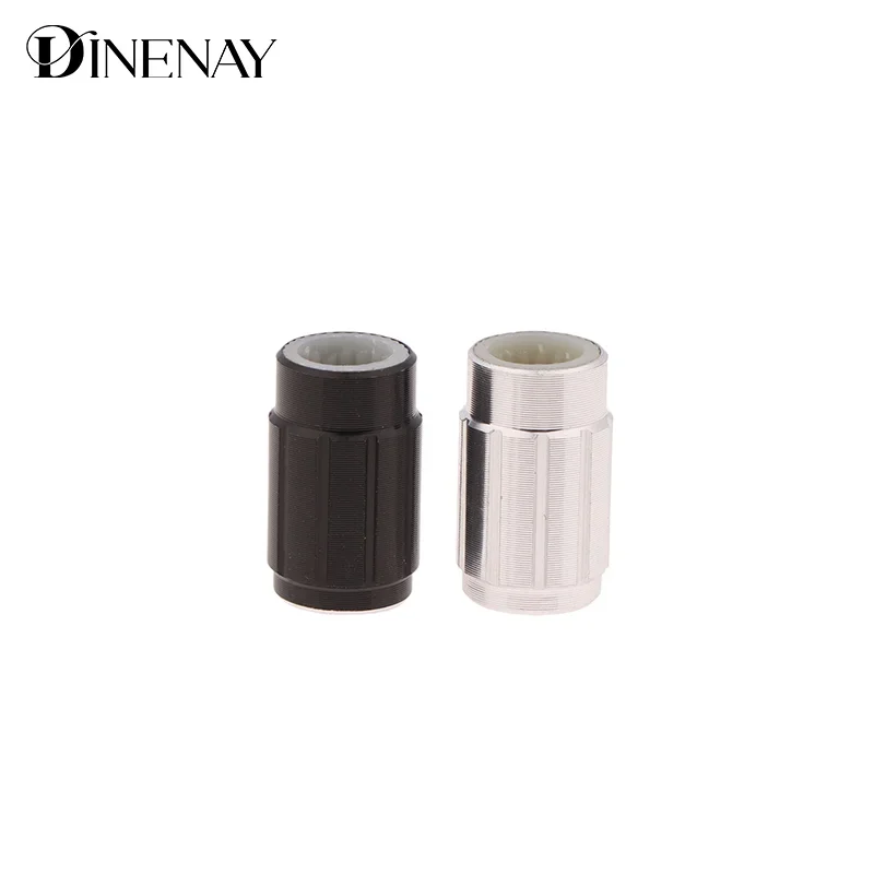 1PCS 10*16MM Audio Intercom Knob, D Axis Flower Shaft Aluminum Alloy Pot Encoder Cap, Black Silver.