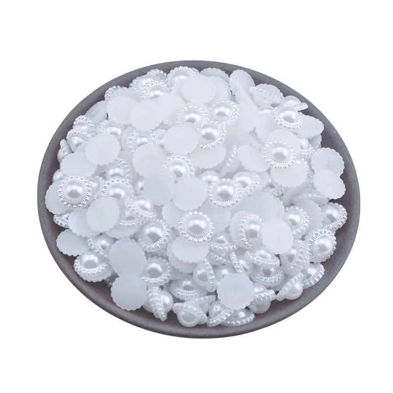 100Pcs/Pack White Colour Imitation Pearl ABS Plastic Bead Half Round Beads For Nail Art Decoration DIY Craft Garment Accessories