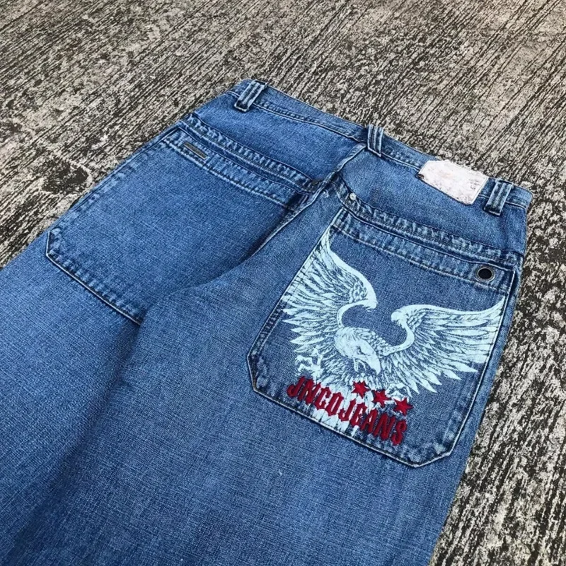 

Y2K Hip Hop Baggy Jeans JNCO Harajuku Eagle Embroidered vintage Denim Pants Streetwear New men women Goth Casual wide leg jeans