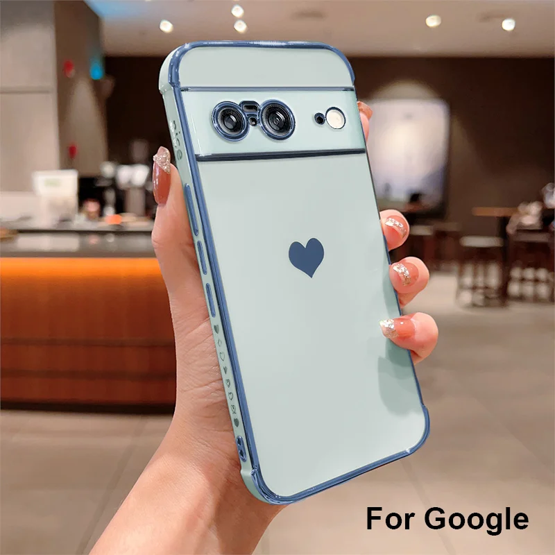 For Google Pixel 8 Pro Side Pattern Love Phone Case for Google Pixel 8 Luxury Plating Shockproof Scratch-proof Back Cover