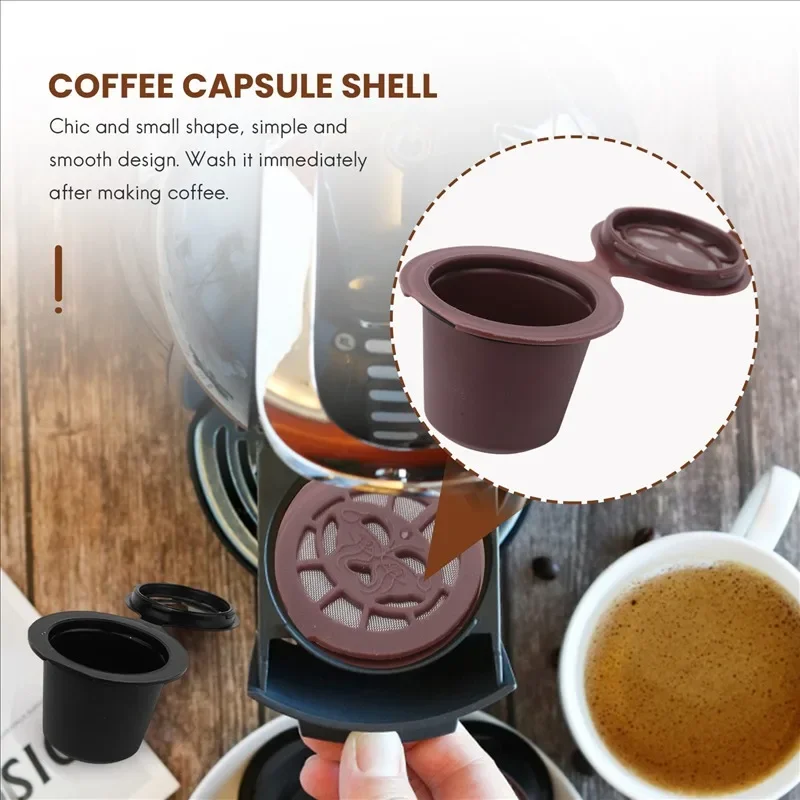 Reusable Coffee Capsule Filters with Spoon and Brush Refillable Coffee Pods Compatible with Nespresso Coffee Accessories