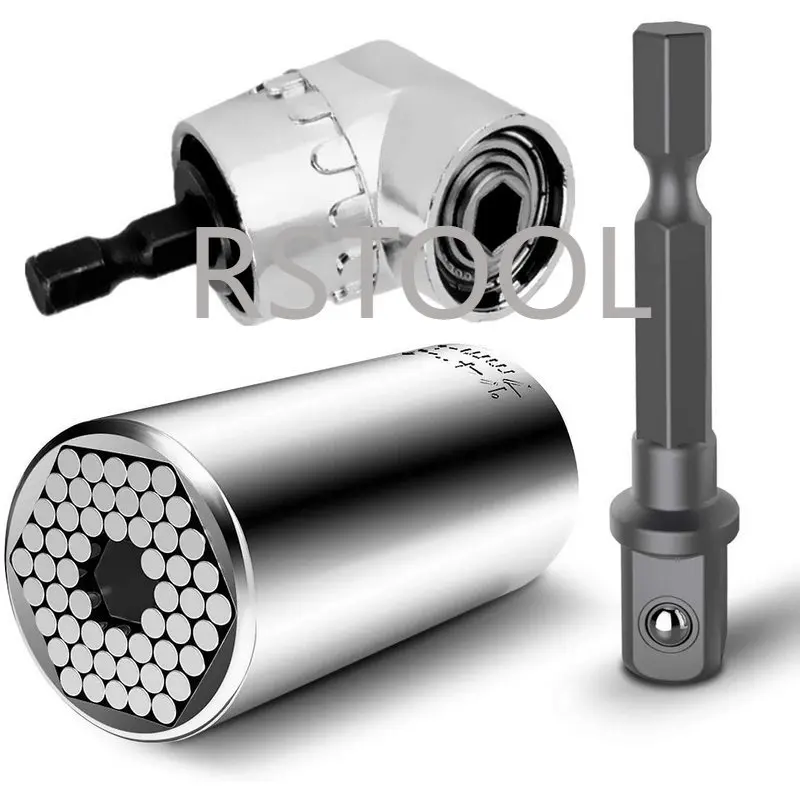 105 Degree Right Angle Drill Universal Socket Driver Extension 7-19mm Universal Socket Grip Ratchet Wrench Power Drill Adapter