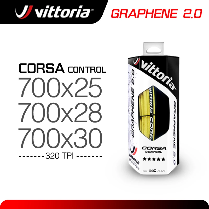 

Шина для шоссейного велосипеда Vittoria CORSA CONTROL 700 × 25C/28C 320TPI Graphene2.0, черная/биркумерная шина, складная велосипедная соревнования