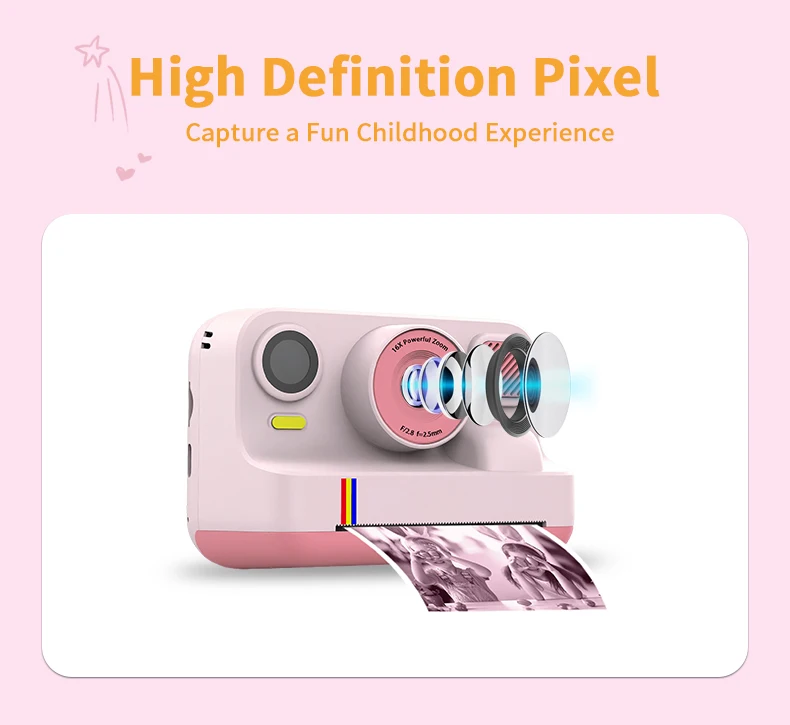 mini camera print K12 Christmas Gift Kids Digital Camera High Quality Cute Instant Print CMOS Imaging Sensor