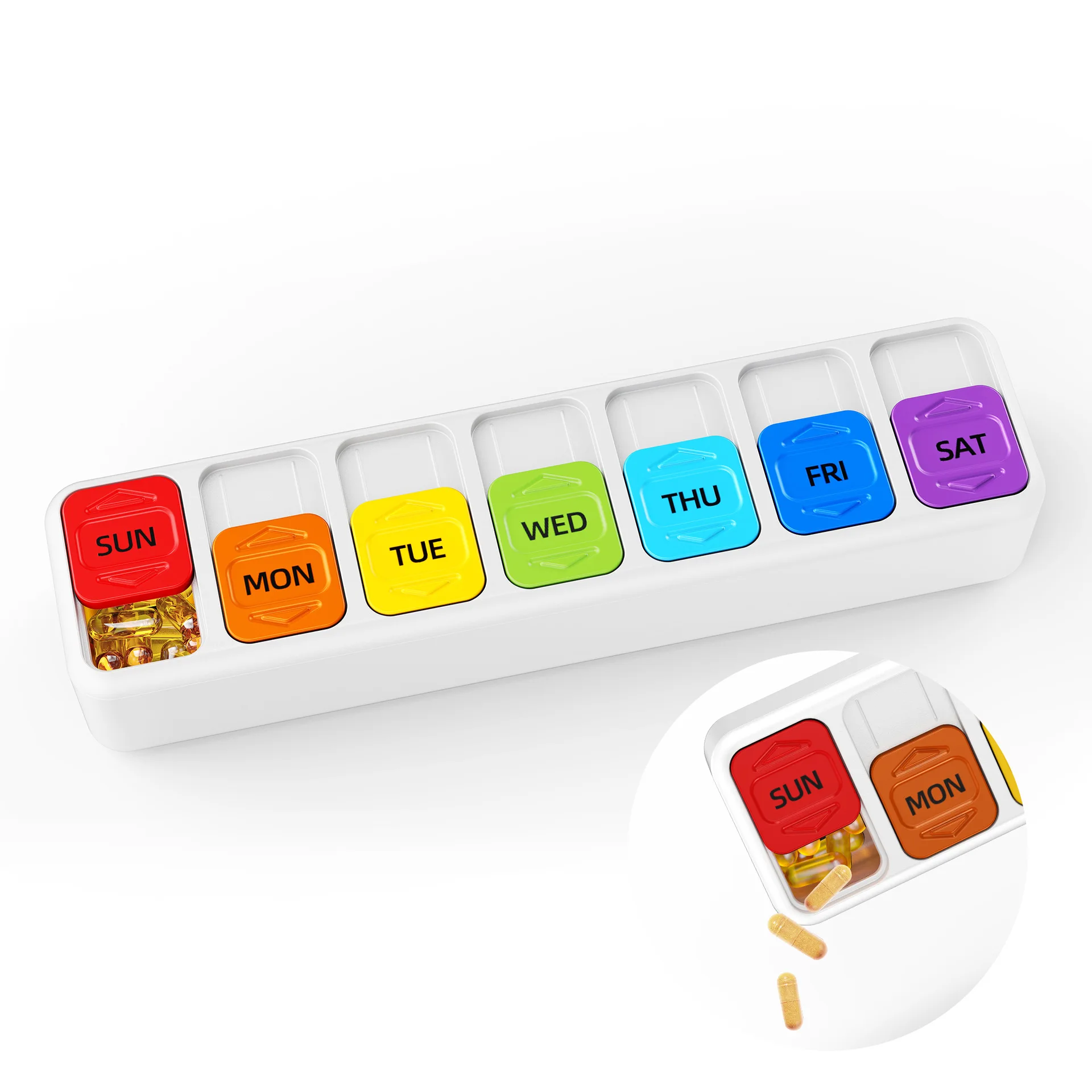 

Pill Boxes 7 Day 2 Times a Day Large Daily Pill Organiser AM PM Weekly Travel Tablet Organiser Medicine to Hold Vitamin