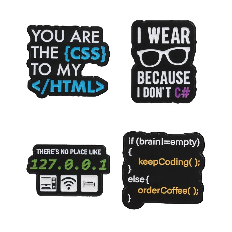 Programmer Humor Cartoon Badge Enamel Pins CSS To My HTML There's No Place Like 127.0.0.1  Brooch Accessory Gift for Programmer