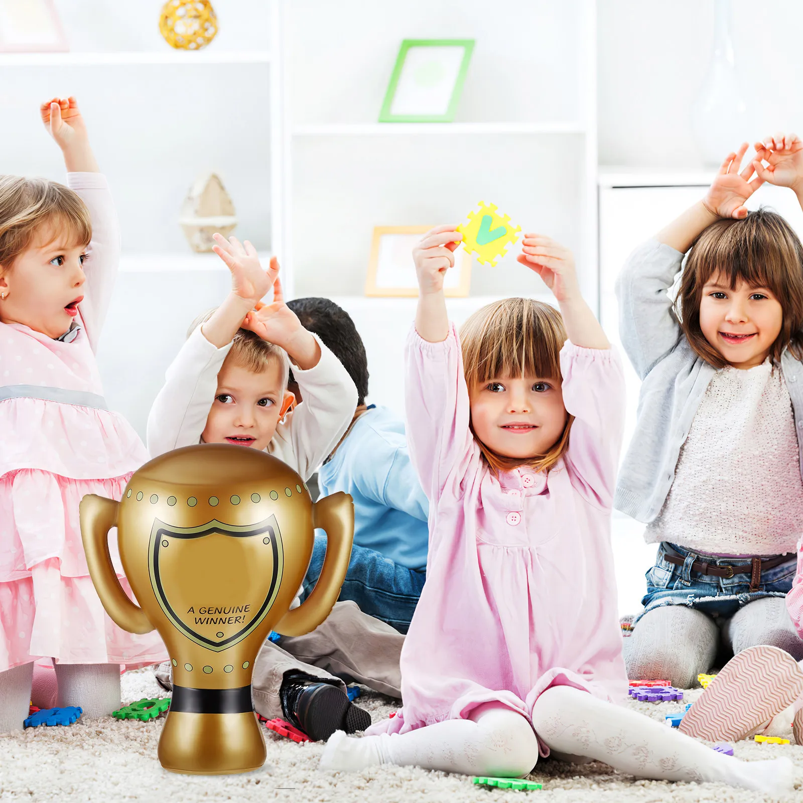 

2Pcs Inflatable Award Trophy Cup Bright Color Folding Design Portable Inflatable Trophy Prop for Photo Shoot Sports Event Winner