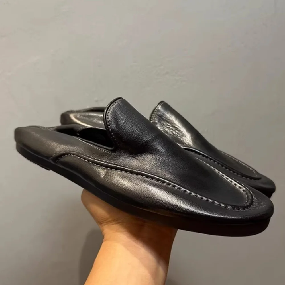 New Model Leather Wear-Resistant Flat-Bottom Stylish Casual Shoes, Lightweight and Comfortable, Retro Loafers