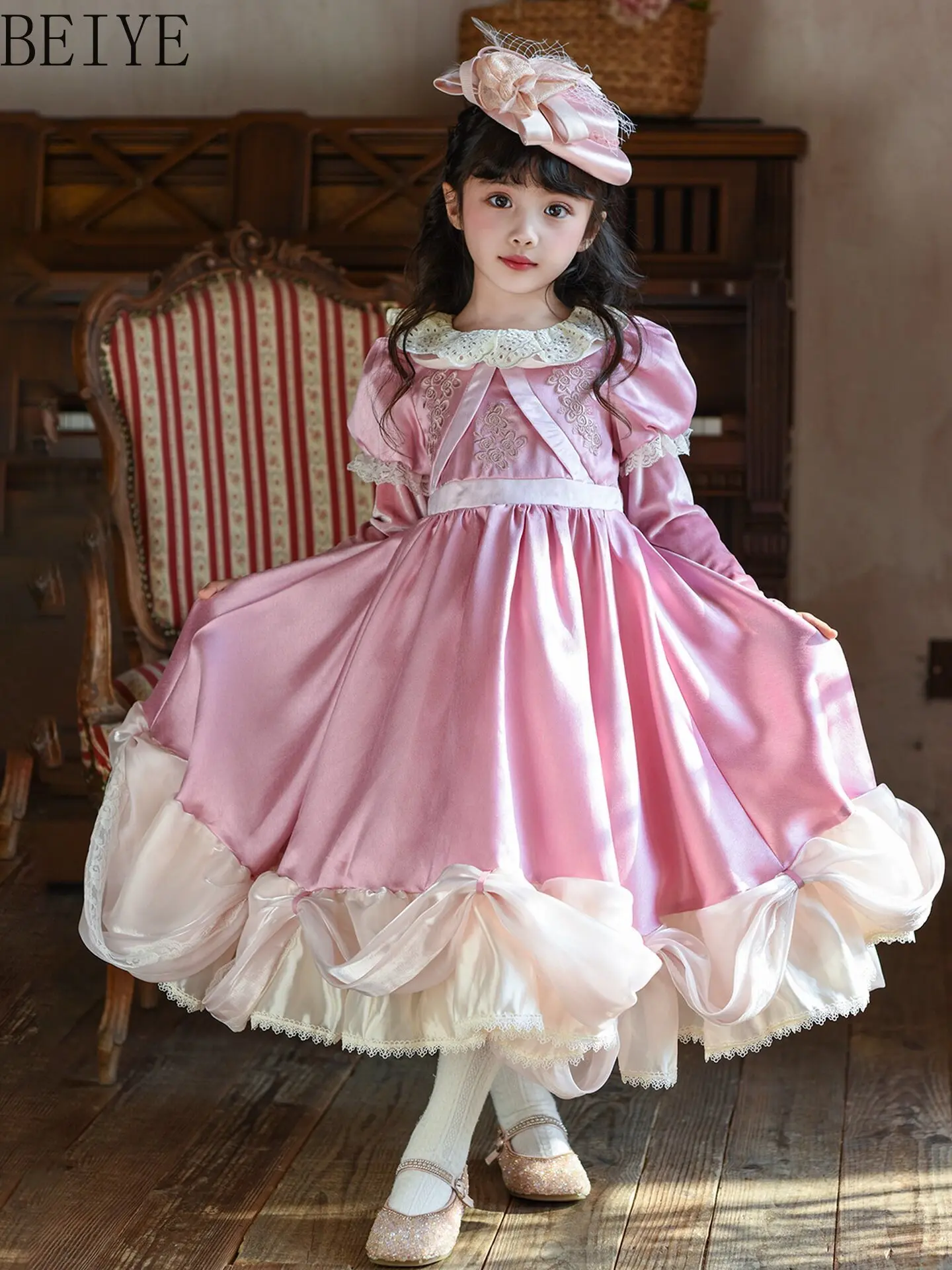 Girls' Princess Dress Spring/autumn Children's Clothing Pink Princess Dress Baby Girl Birthday Gown Kids' Lolita Dresses