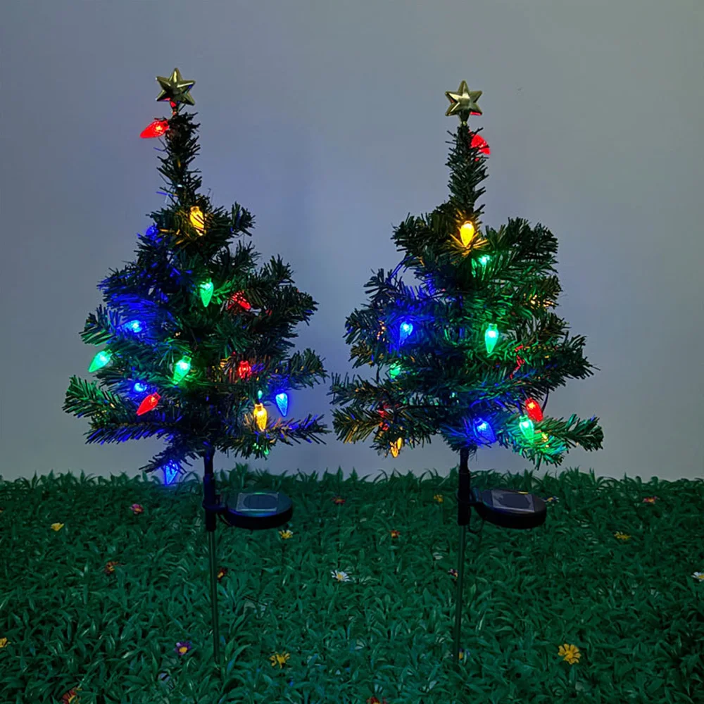 Solar Strawberry Christmas Tree Lights Outdoor Holiday Decoration Patio Garden Christmas Tree Lawn Lights