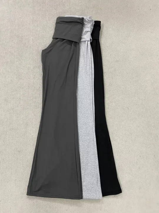 Hochelastische Hose mit Umschlagbund und ausgestelltem Bein, Kontrastfarbener Bund, Schlanke Bootcut-Hose für Teenager, Damen, Yoga, Tanz, Wochenend-Styling-Outfit – Detail 7