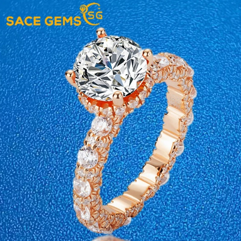 

SACE GEMS GRA Certified 1ct Moissanite Ring VVS1 Lab Diamond Solitaire Ring for Women Engagement Promise Wedding Band Jewelry