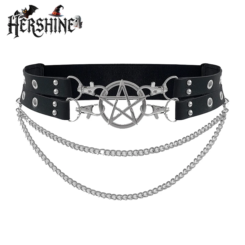 

HERSHINE цельный женский модный пояс-цепочка со звездами, Y2K Gothic Punk Harajuku Street Rock, аксессуар в стиле хип-хоп, весна, лето
