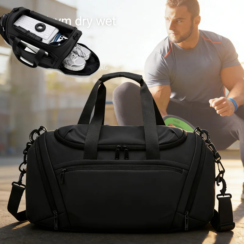 

Sports Gym Bag Travel Duffel for Men Outdoor Fitness Training Shoulder Pack Dry Wet Short Distance Carry on Bag Weekender Bag